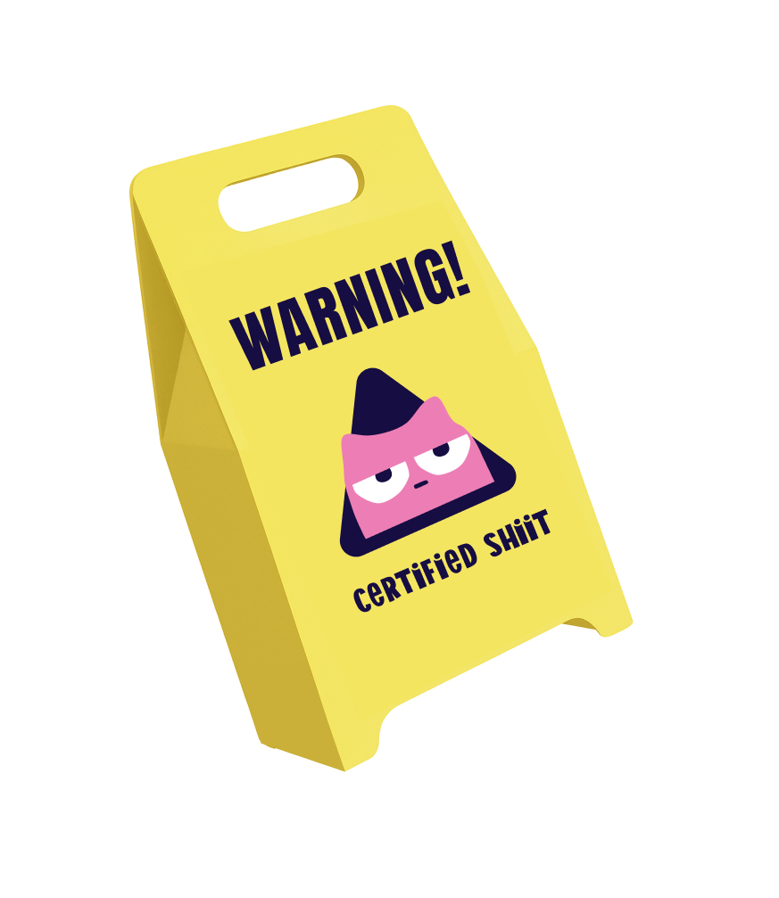 Certified Shiit warning sign packaging