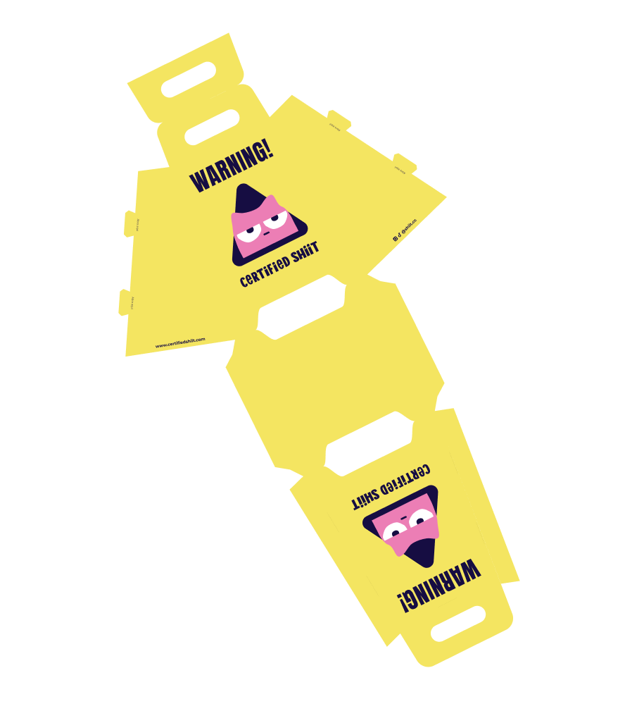Certified Shiit package die-cut layout